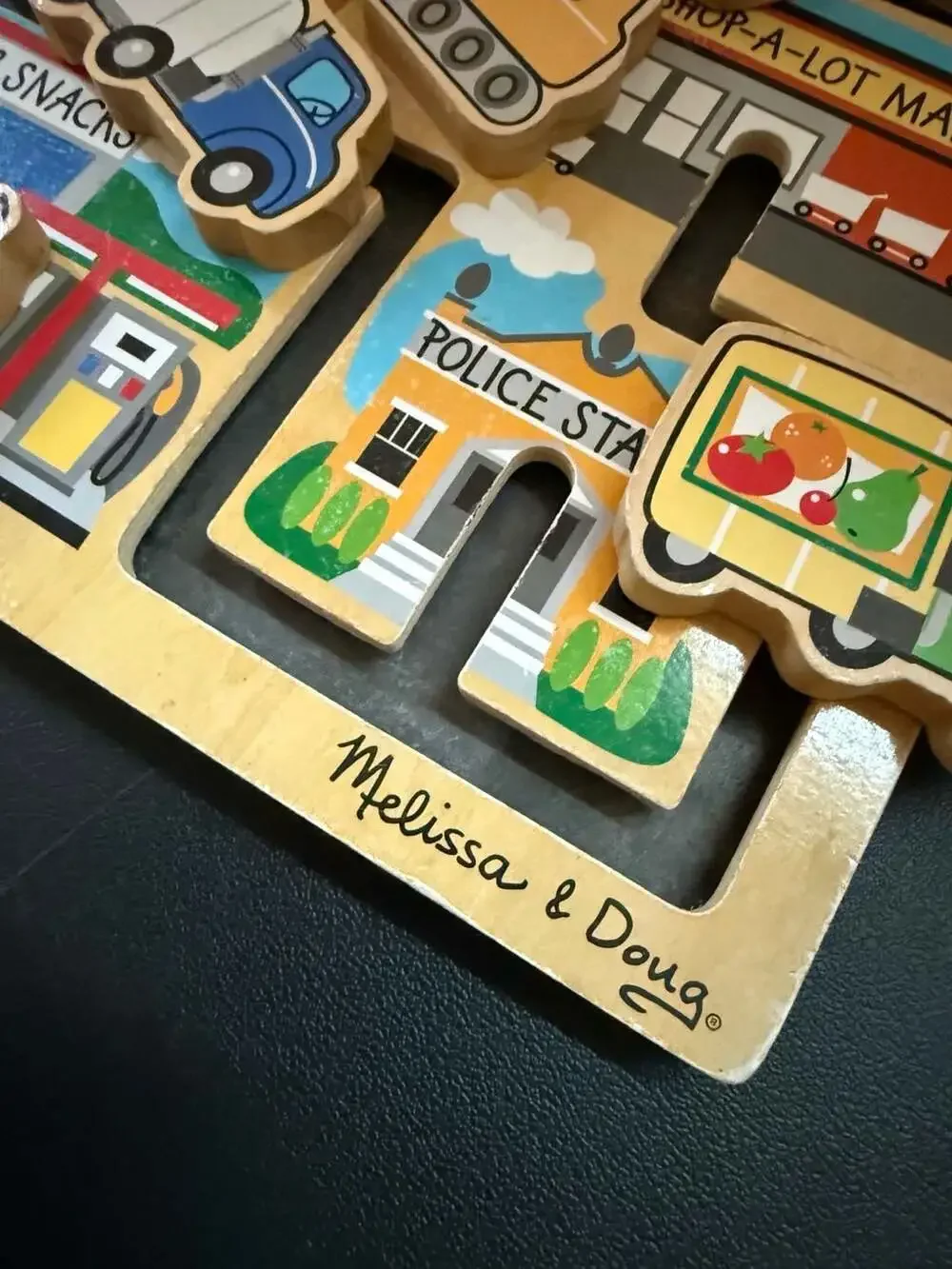 Melissa & Doug Wooden Vehicles Maze Puzzle City Playset